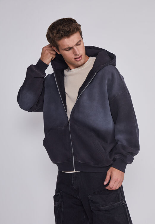 Poleron Hombre Cropped Lavado Negro Sioux